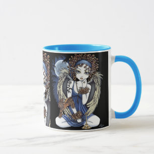 Tasse gothique d'art d'ange d'oiseau d'huile de