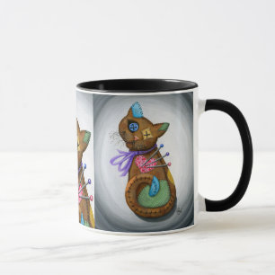 Tasse gothique d'art de chat de patchwork de