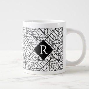 TASSE GRANDE MAILLE ARGYLE BLANCHE + Initiale II