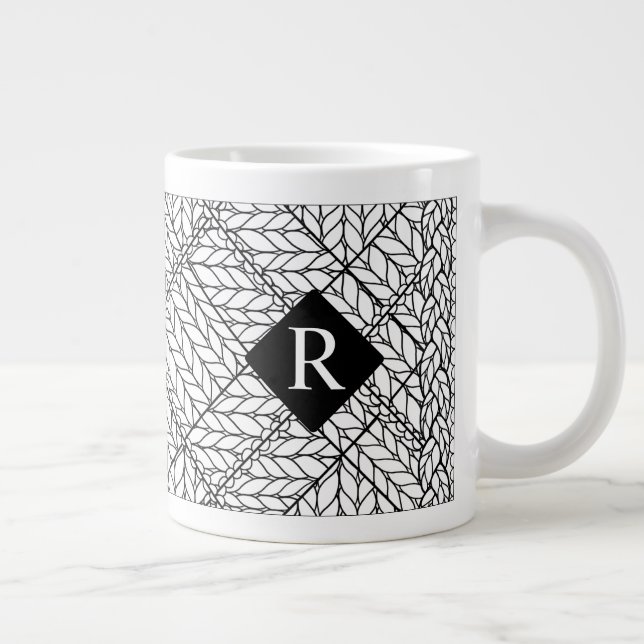 TASSE GRANDE MAILLE ARGYLE BLANCHE + Initiale II  (Droite)