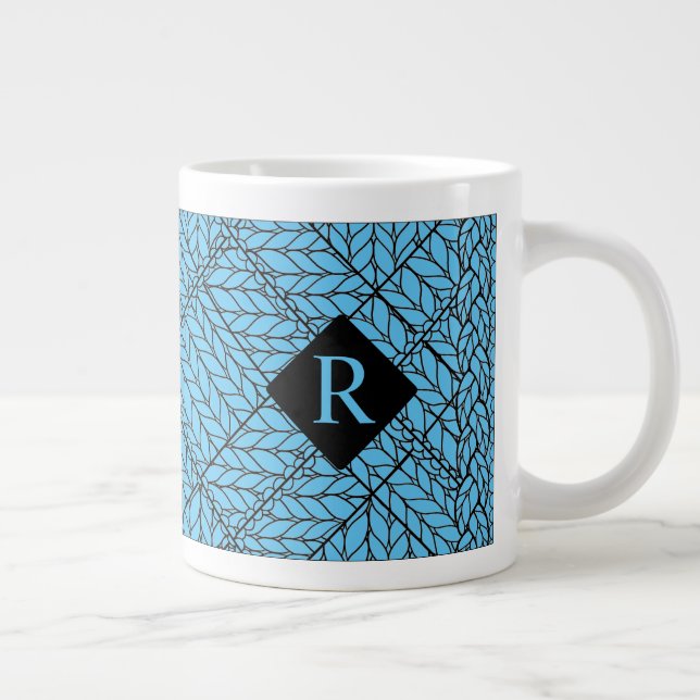 TASSE GRANDE MAILLE ARGYLE BLEUE + Initiale II (Droite)
