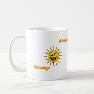Tasse graphique artistique au soleil doré radieux