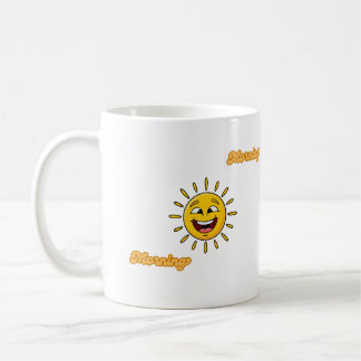 Tasse graphique artistique au soleil doré radieux