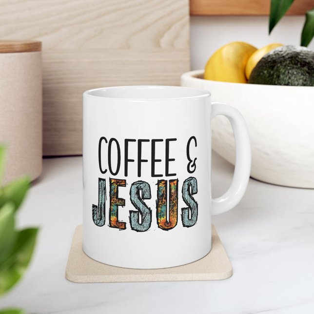 Tasse graphique Café & Jésus Foi chrétienne  (Coffee & Jesus Christian Faith Graphic Giant Coffee Mug)
