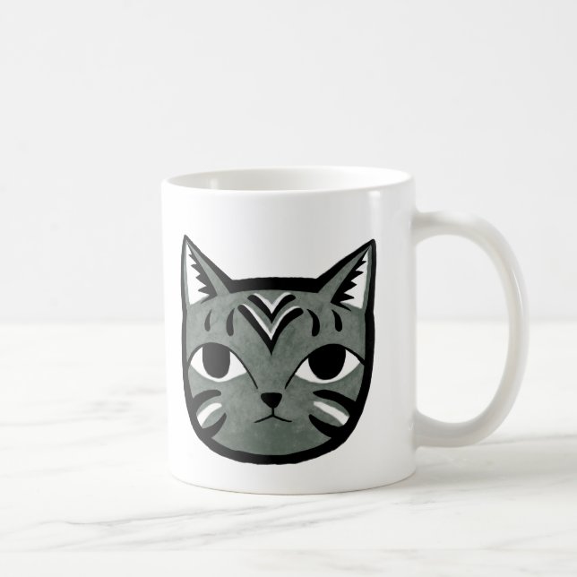 Tasse graphique de chat tigré de chat unique gris (Droite)