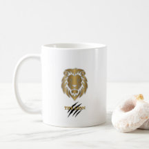 Tasse graphique Lion Or & Noir