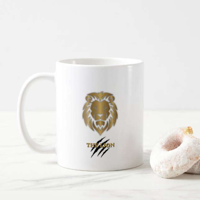 Tasse graphique Lion Or & Noir (Avec donut)