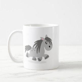 Tasse grise de bande dessinée de poney de