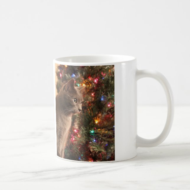 Tasse grise de Noël de chat (Droite)