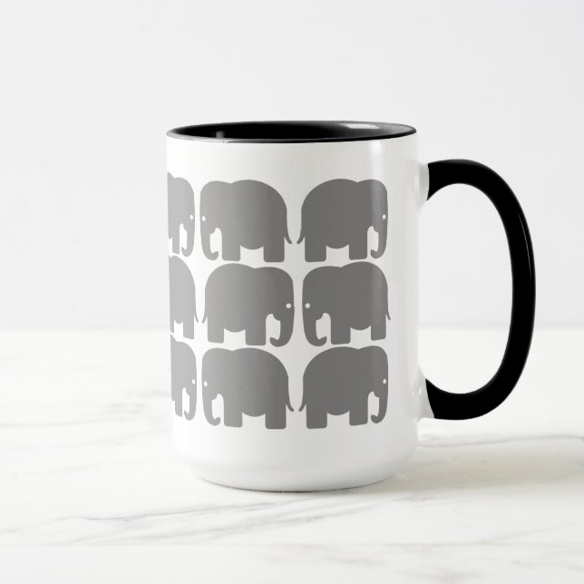 Tasse grise de silhouette d'éléphants (Droite)