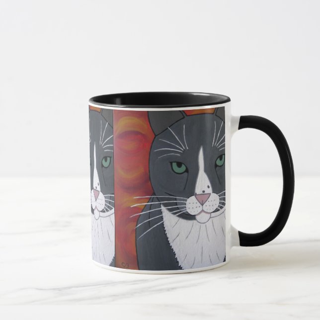 Tasse grise de visage de chat (Droite)