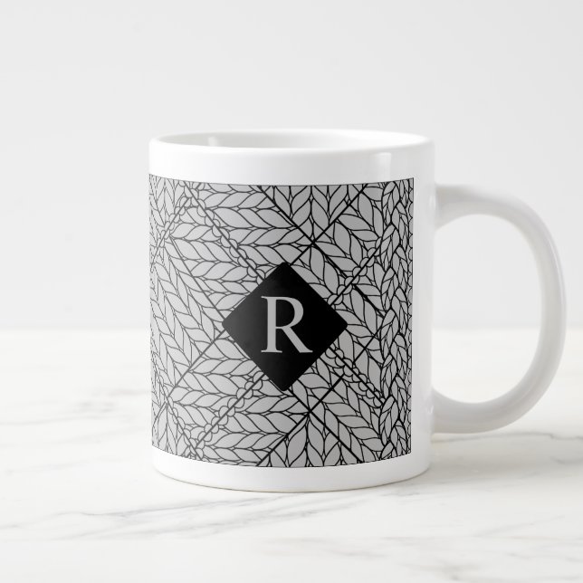 TASSE GRISE EN MAILLE ARGYLE + Initiale II  (Droite)