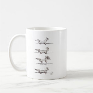 Tasse grise Flying Dachshund