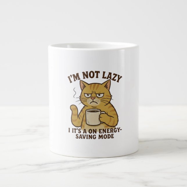 Tasse Grumpy Cat en mode Économie d'Énergie (Devant)