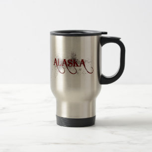 Tasse grunge de voyage de l'Alaska de saignement