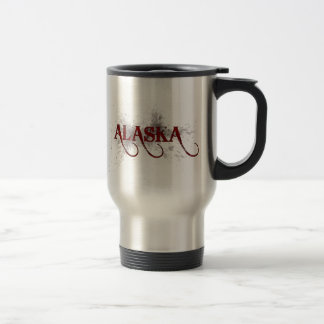 Tasse grunge de voyage de l'Alaska de saignement