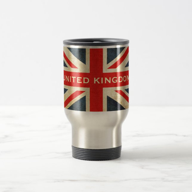 Tasse grunge de voyage d'Union Jack Royaume-Uni (Centre)