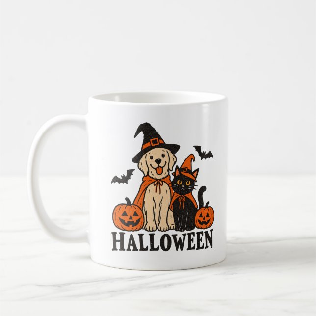 Tasse Halloween Chat et Chien Fantôme  (Gauche)