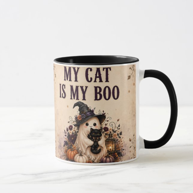 Tasse Halloween Chat Noir Fantôme Café (Droite)