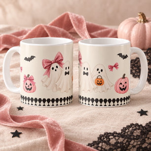 Tasse Harlequin Fantômes Rose Halloween
