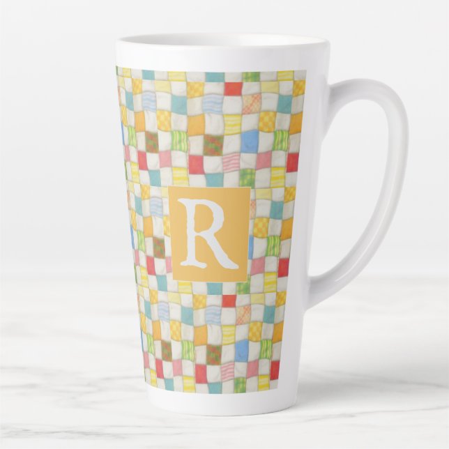 Tasse haute Latte CRAZY QUILT + Texte / Or (Droite)