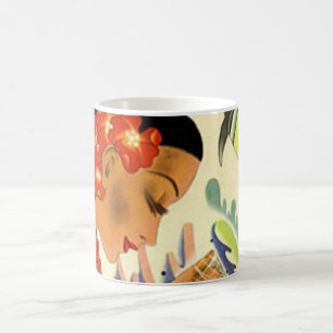 Tasse hawaïenne de poster vintage de fille