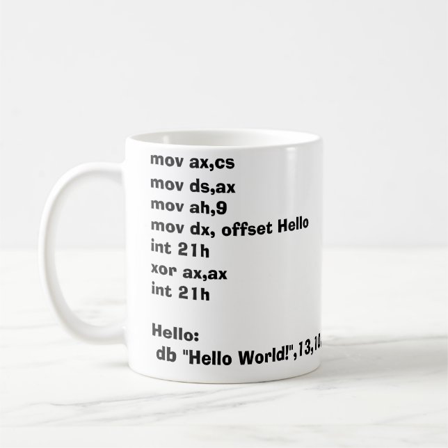 Tasse HelloWorld d'assembleur ! (Gauche)