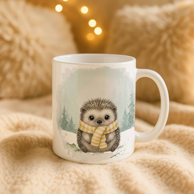 Tasse Hérisson Mignon Aquarelle Noël Cadeau d'Hive (Créateur téléchargé)