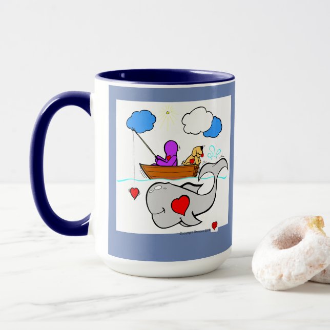 Tasse heureuse de baleine d'art de coeur (Avec donut)