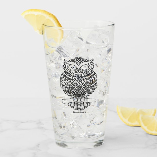 Tasse Hibou - Verre (noir) (Devant glace)