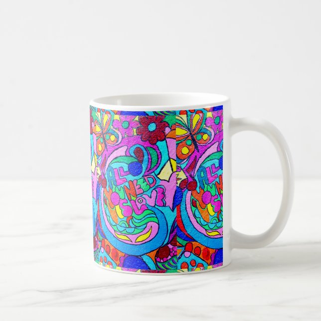 tasse hippie super colorée d'amour de style (Droite)