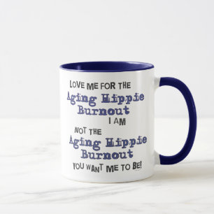 Tasse hippie vieillissante de burn-out