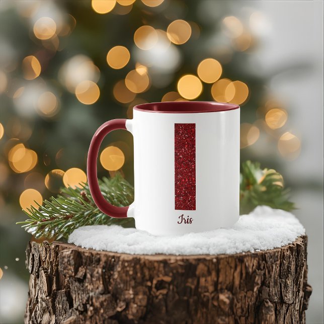 Tasse I Monogramme Pailleté Moderne avec Nom (Créateur téléchargé)