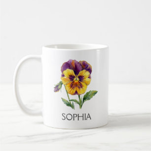 Tasse Illustration Botanique - Pensée Jaune