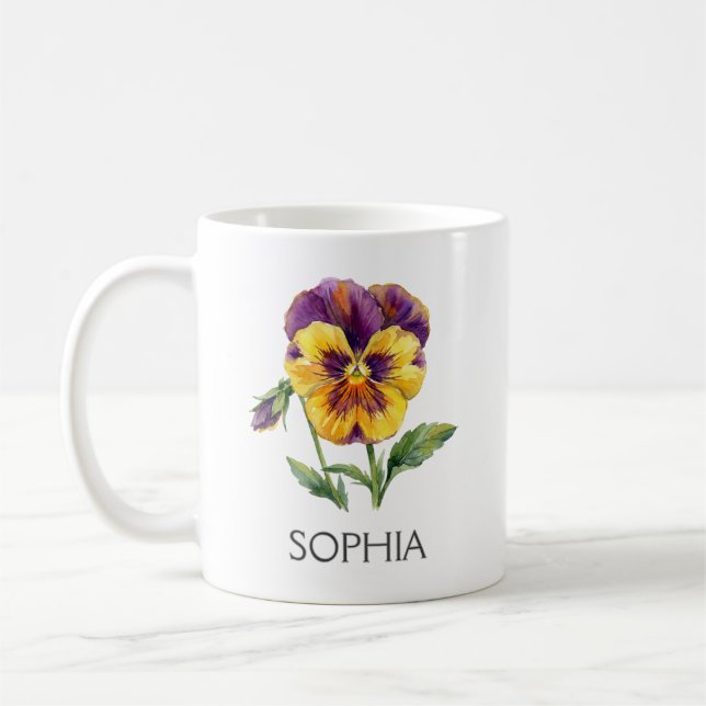 Tasse Illustration Botanique - Pensée Jaune (Gauche)