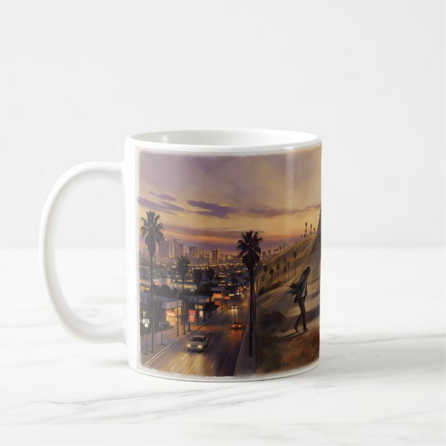 Tasse Illustration Crépuscule Under the Bridge LA (Gauche)
