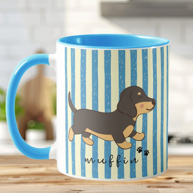 Tasse Illustration Dackel à Rayure Bleue (Créateur téléchargé)