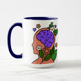 Tasse Illustration Florale du Cerveau Conscient