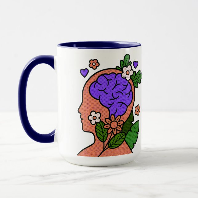 Tasse Illustration Florale du Cerveau Conscient (Gauche)
