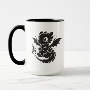 Tasse Illustration Minimaliste Dragon Bébé Noir