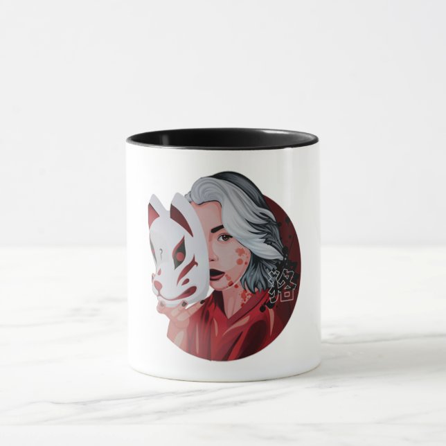Tasse Illustration Mujina Rouge et Noir (Centre)
