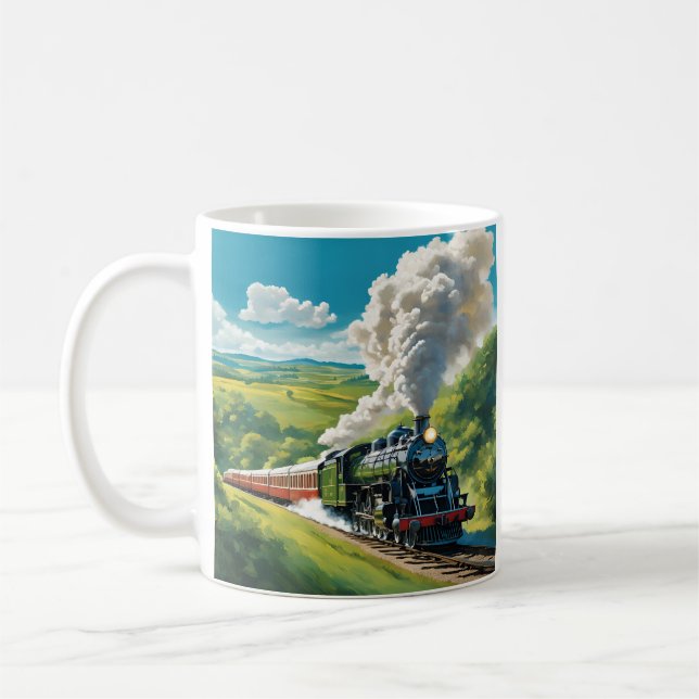Tasse Illustration Scénique de Train à Vapeur Vint (Gauche)