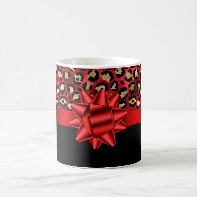 Tasse Impression Léopard Rouge, Or et Noir avec Nœ (Centre)