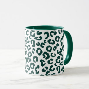 Tasse imprimée guépard en pin vert et blanc