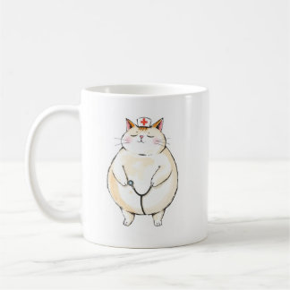 Tasse Infirmière Chat Rond - Cadeau Drôle pour les