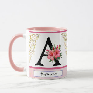 Tasse initiale florale – Lettre A Monogramme Per