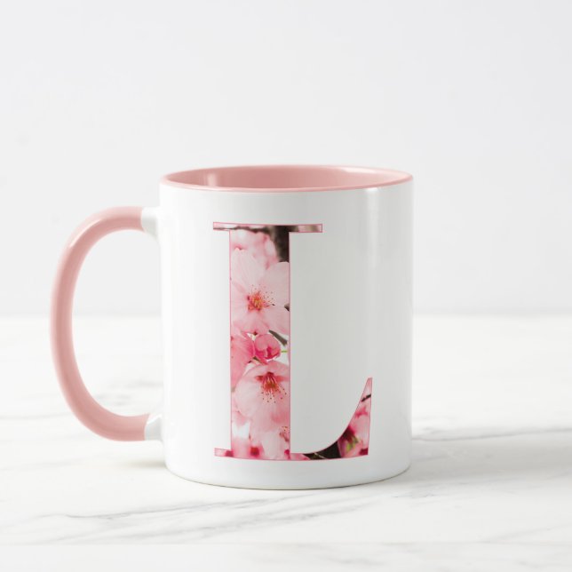 Tasse initiale L florale | Nom et traits personnal (Gauche)