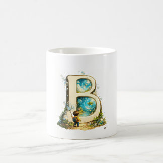 Tasse initiale Lettre B | Cadeau d'alphabet aquare