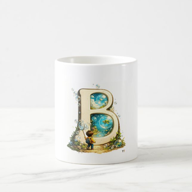 Tasse initiale Lettre B | Cadeau d'alphabet aquare (Centre)