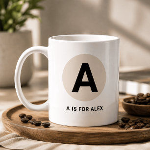 Tasse Initiale Moderne – Design “A est pour [Nom]”